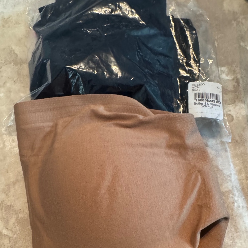 COMMANDO BRALETTES NWT XL BUTTER SOFT SUPPORT STRAPLESS (Brown & Black) Set of 2